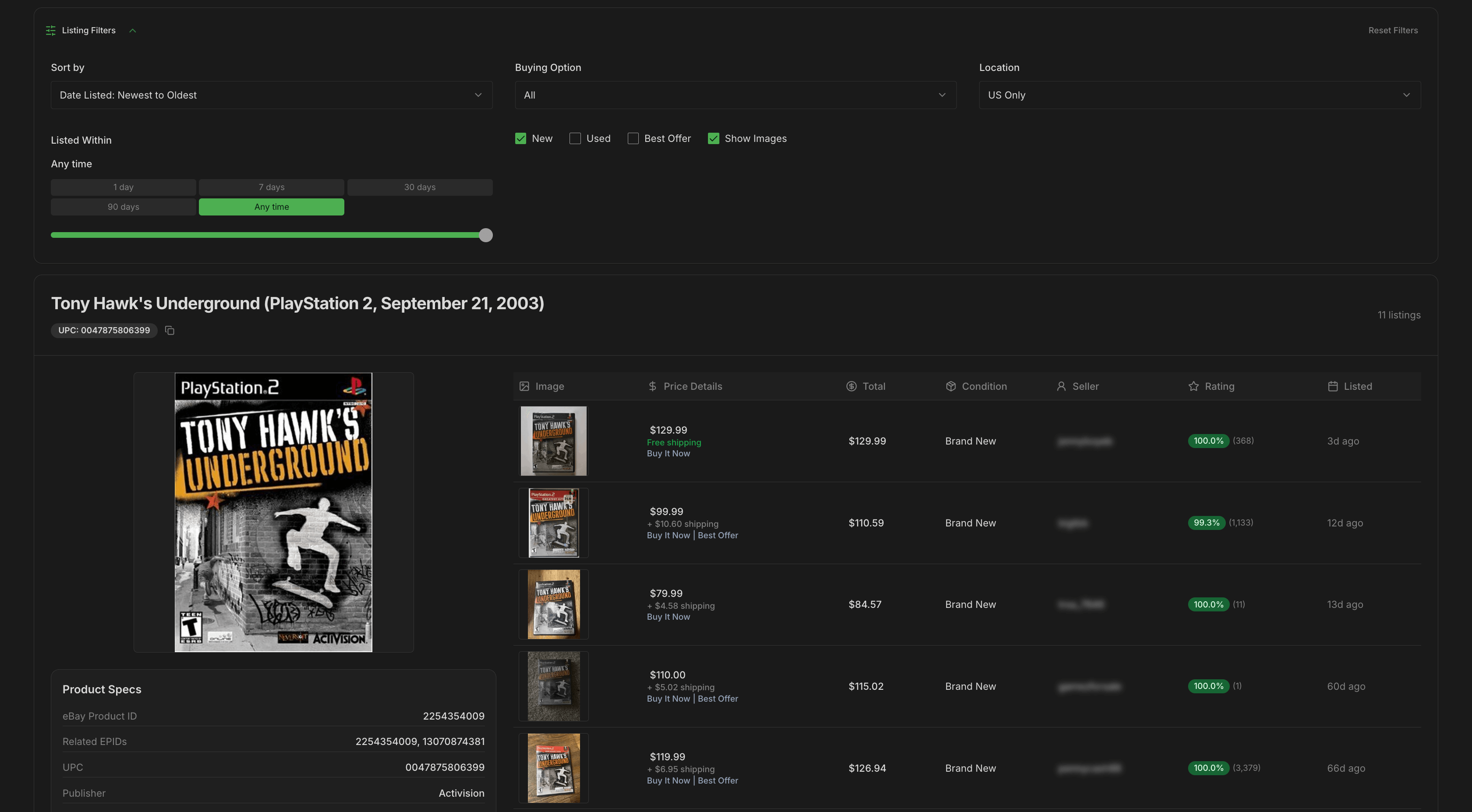 ListFuse complete product view showing organized listings with filters and price comparison