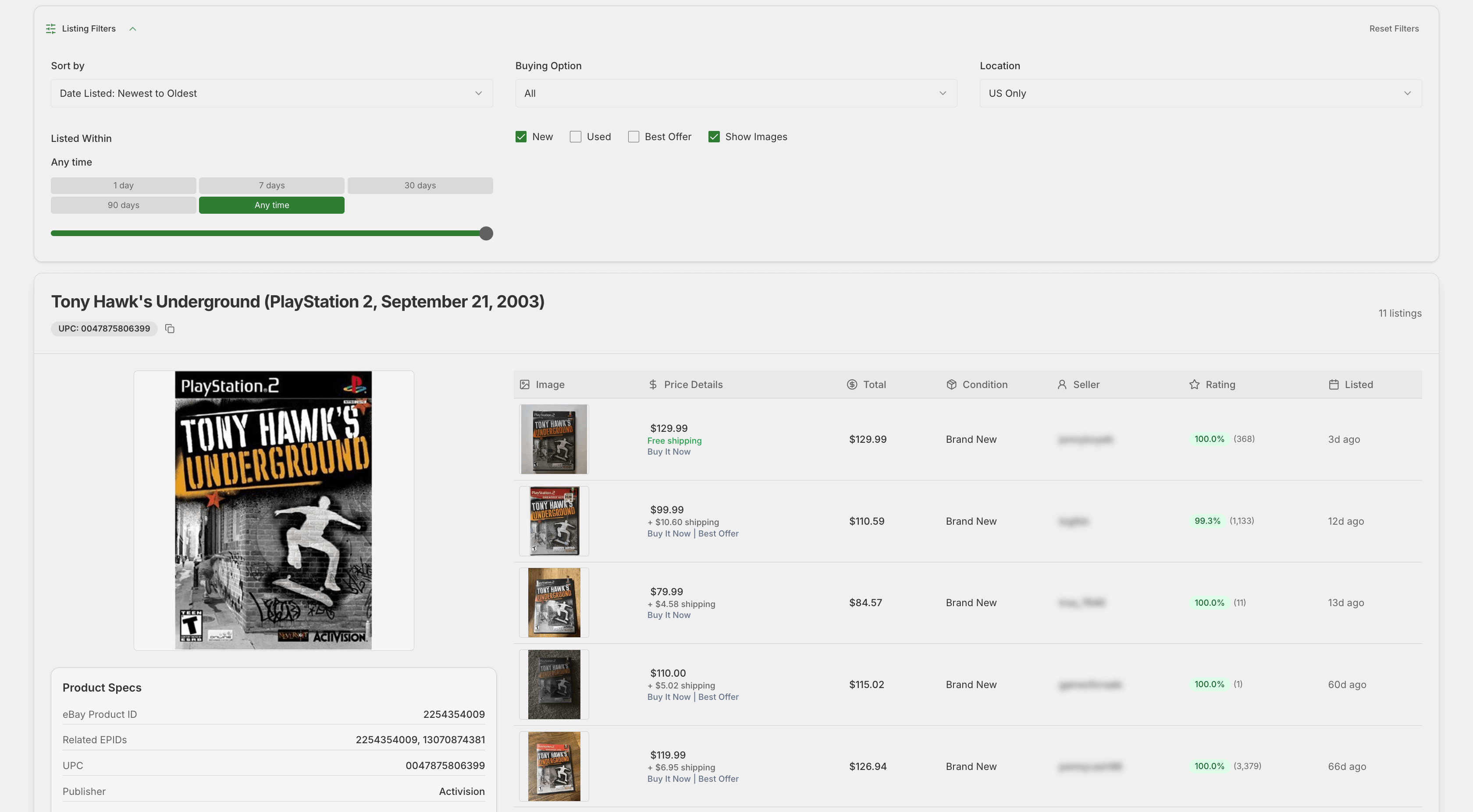 ListFuse complete product view showing organized listings with filters and price comparison